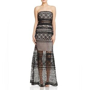 LM Collection Strapless Lace Crochet Gown